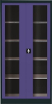 Flügeltürenschrank 4 Böden Sichtfenstertüren