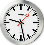 Wanduhr Batteriebetrieb 1,5V Ziffernblatt weiß m. Balken Ø 300 Alu.-Gehäuse matt