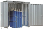 Container for gas cylinders type 224 WxDxH 2100x1140x2250 galvanised With floor frame door