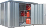 Container for gas cylinders type WxDxH 3050x2170x2250 galvanised with frame door