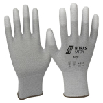 Handschuhe, antistatisch Strickbund weiß, PU teilbeschichtet, EN 388 Nitras 6230T