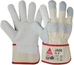 Handschuhe, Canvas Stulpe Rindspaltleder, natur/beige Jade Combi