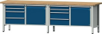 Workbench 4 drawers 1 door WxDxH Universal plate light grey/ gentian blue, ANKE 131 V