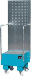 Drip tray for 60 litre drum LxWxH 570x575x1775 mobile, with perforated plate
