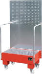Drip tray for l drums LxWxH 500x890x1685 mobile, with perforated plate