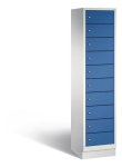Compartimentkast voor 10 laptops HxBxD met sokkel lichtgrijs/ gentiaanblauw