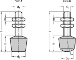 Pressure screw with rubber buffer edged GN 708.1-M12-100-A-NI stainless steel