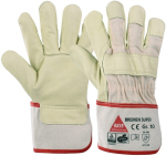 Handschuhe, Canvas Stulpe Rindnarbenleder grün/beige Bremen-Super