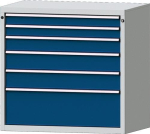 Schubladenschrank, Vollauszug HxBxT 1000x1060x675 lichtgrau/enzianblau 6 Schubl