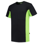 T-shirt met borstzak Maat zwart lichtgroen, BW190 Tricorp Werkkleding Tweekleurig