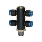 Push-in T-fitting AG "R, 4x rotatable Blue series, KU- nickel-plated brass