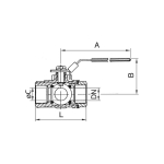 3-Wege-Kugelhahn L-Bohrung Edelstahl 1.4408 G 1 DN
