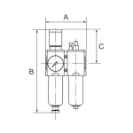 2-delige onderhoudseenheid Futura-mini Metalen G 1/4 Compacte drukmeter