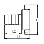 2/3 Hose connector G O-nut flat-d. light version MS