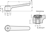 Flachspannhebel GN 126-120-M12-SR silber strukturmatt