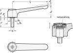 Flachspannhebel GN 126.1-120-M12-20-SR silber strukturmatt