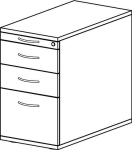 Standcontainer Bodengriff HxBxT 720-760x428x800 2 Schubladen, 1 Hängeregistratur, Pro-B