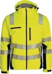 Winter-Warnschutzsoftshelljacke gelb/schwarz, 96% PES/4% Elasthan