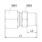 Straight screw-in connector, NPT thread CF, complete Galvanised steel, house brand