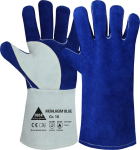 Welding gloves, full hand lining Cow split leather blue Mühlheim