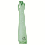 Handschoenen, nitril chemische bescherming Maat L=800 met elastische band groen Uvex rubiflex S NB80SZ