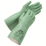 Handschoenen, nitril chemische bescherming Maat L=350 lichtgroen Uvex rubiflex S NB35S