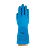 Latex handschoenen Maat 8 L=300 naadloos blauw Ansell Alpha Tec 87-029