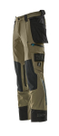 Trousers with knee & hanging pockets moss green, MG250 Mascot Advanced