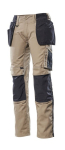 Trousers with knee & hanging pockets light khaki/black, MG270 Mascot Unique Kassel