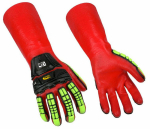 Handschoenen PVC chemische bescherming Maat L=35 rode TPR stootbescherming Ansell Ringers 074
