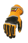 Handschoenen TPR schokdemper lang manchet Maat snijbestendig oranje/zwart Ansell Ringers 314