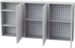 Wandkast HxBxD 750x1500x200 massieve plaatstalen deuren lichtgrijs, RAL 7035