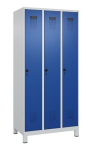 Garderobenschrank, 3 Abteile lichtgrau, RAL Füße C+P Evolo PLUS
