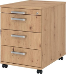 Rollcontainer mit Chromgriff H590xB428xT580mm Asteichedekor 3 Schubladen, Teda
