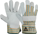 Handschuhe, gummierte Stulpe Spaltleder grün/gelb/natur Soltau