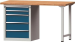 Werkbank BxTxH Buche massiv lichtgrau enzianblau, Tecwerk