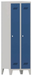Garderobenschank mit Füßen & Drehriegel HxBxT 1850x600x500mm, 2 Abteile lichtgrau/enzianblau, Pavoy