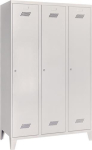 Garderobenschank mit Füßen & Zylinder HxBxT 1850x600x500mm, 2 Abteile lichtgrau/lichtgrau, Pavoy