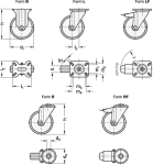 Transportrollen 22872-100-G-LF-L-NI Edelstahl